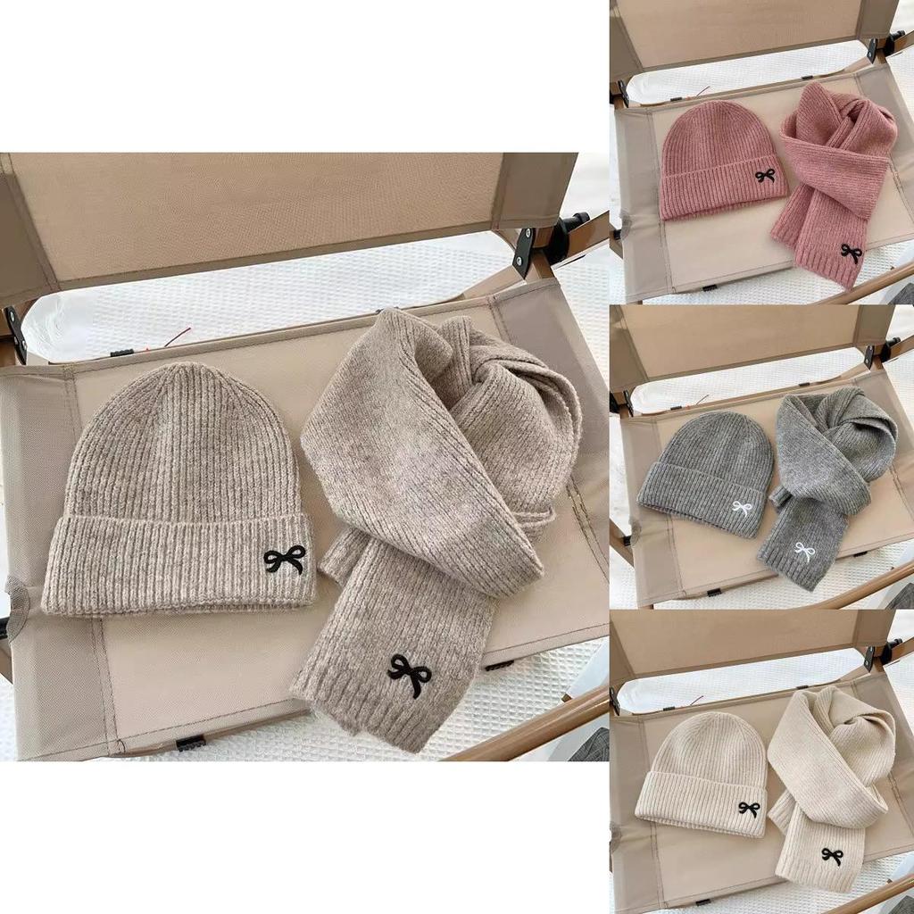 Зимняя вязаная шапка с вышивкой в виде банта для модной уличной теплоты