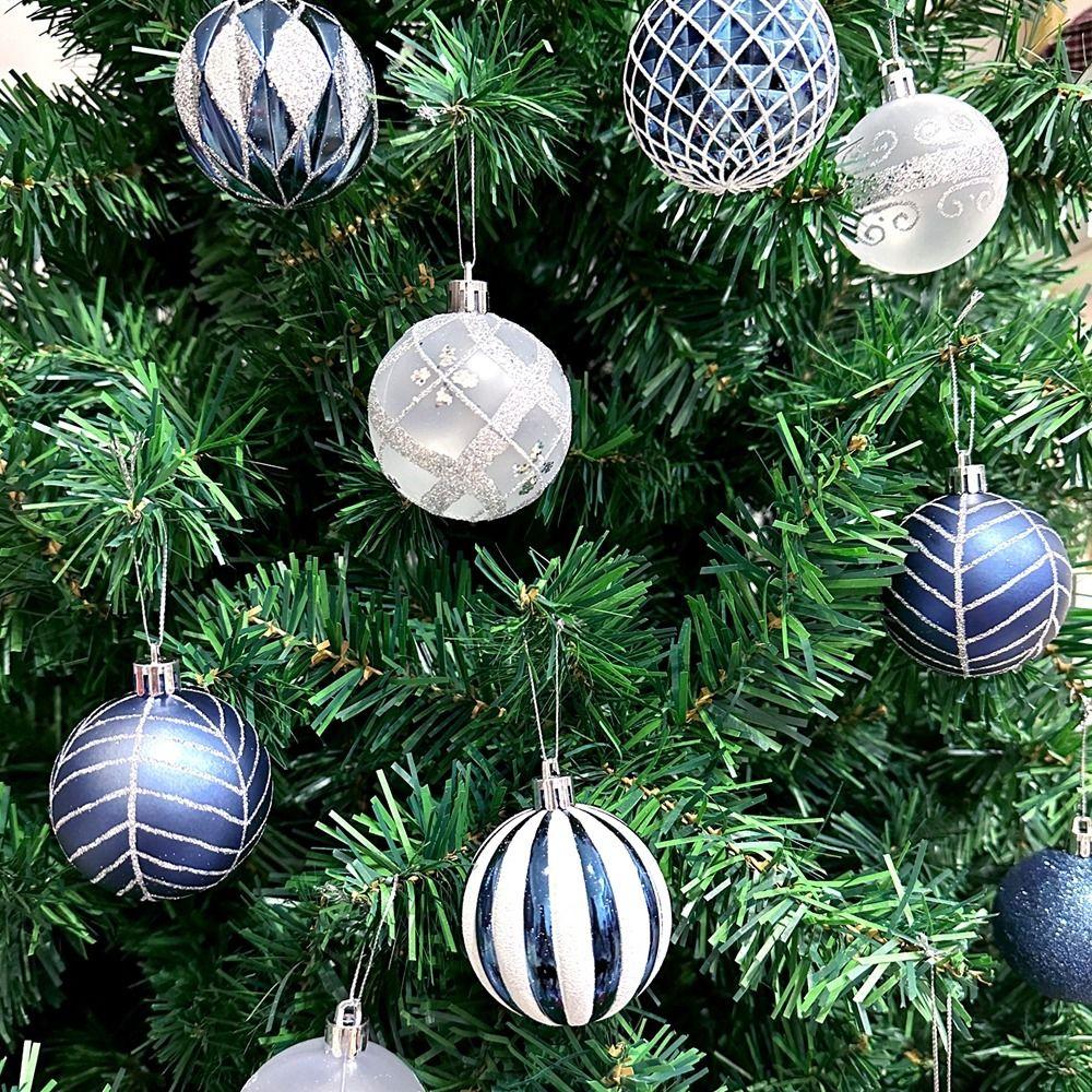 24Pcs/Box Plastic Christmas Colored Balls Electroplated Christmas Tree Hanging Pendant for Home