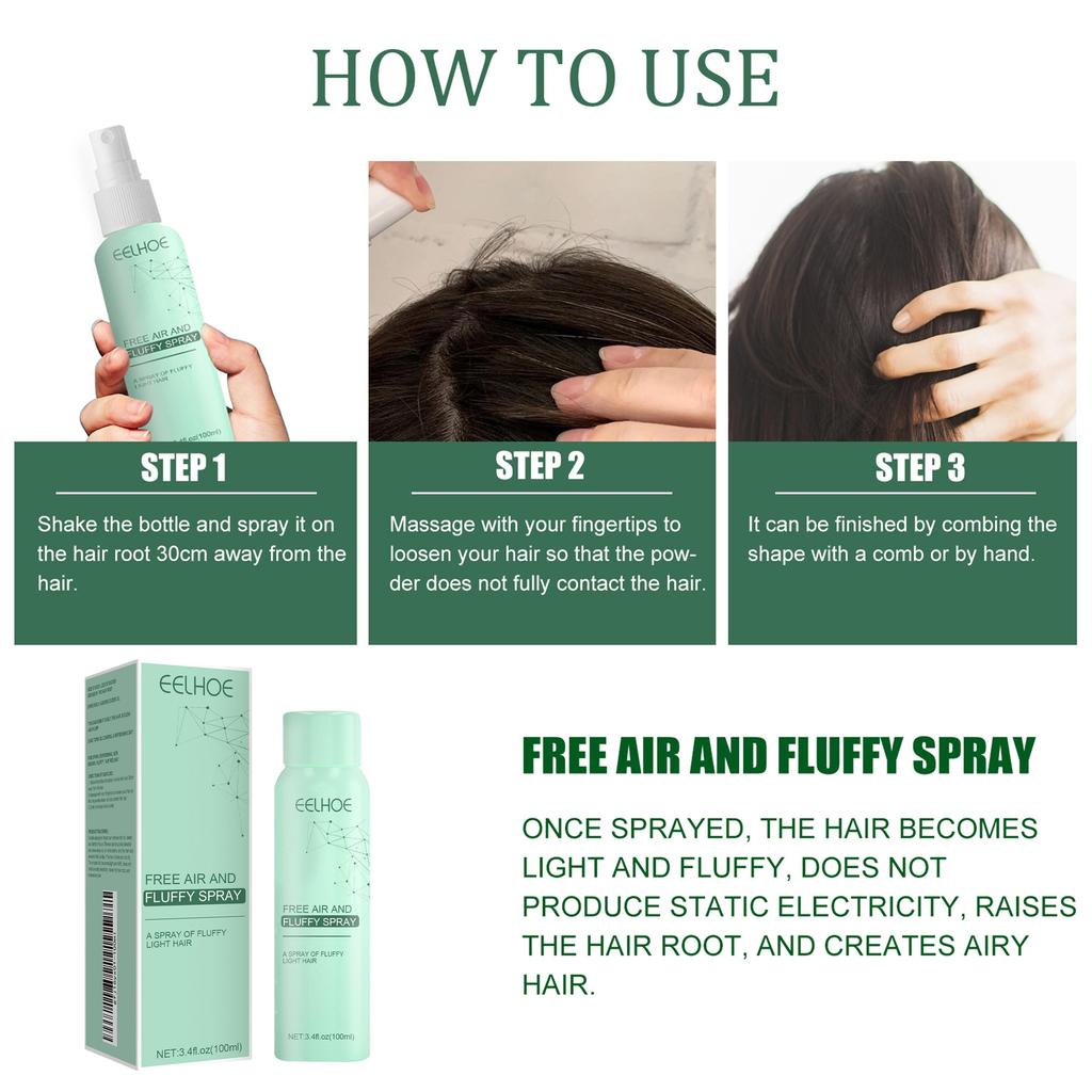 EELHOE No-Shampoo Dry Hair Spray 100ml - Oil-controlling, Refreshing, and Voluminous Hair – a Must-have for Those Who Don't Want To Wash Their Hair!