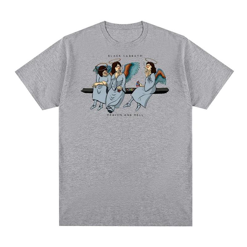 Black Sabbath "Heaven and Hell" Ангельская группа Члены Винтажная стираная футболка Heavy Metal, Унисекс Рок Уличная футболка, 100% Хлопок Повседневная футболка с коротким рукавом
