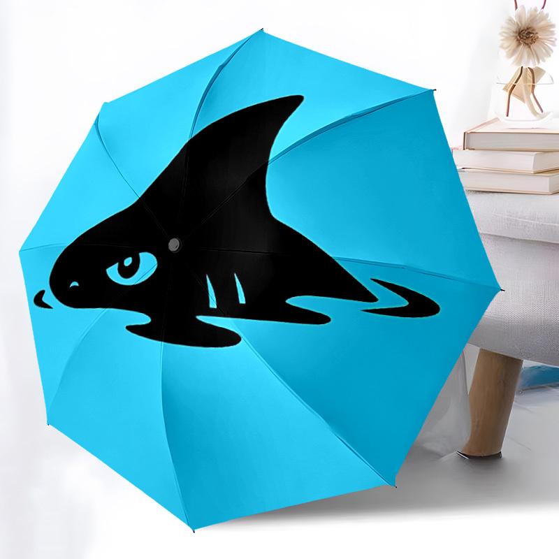 1pc Shark Fin Automatic Folding Umbrella - Compact Travel Umbrella with Auto Open/Close 8-Rib Heavy-Duty Shaft for Women/Men -l002
