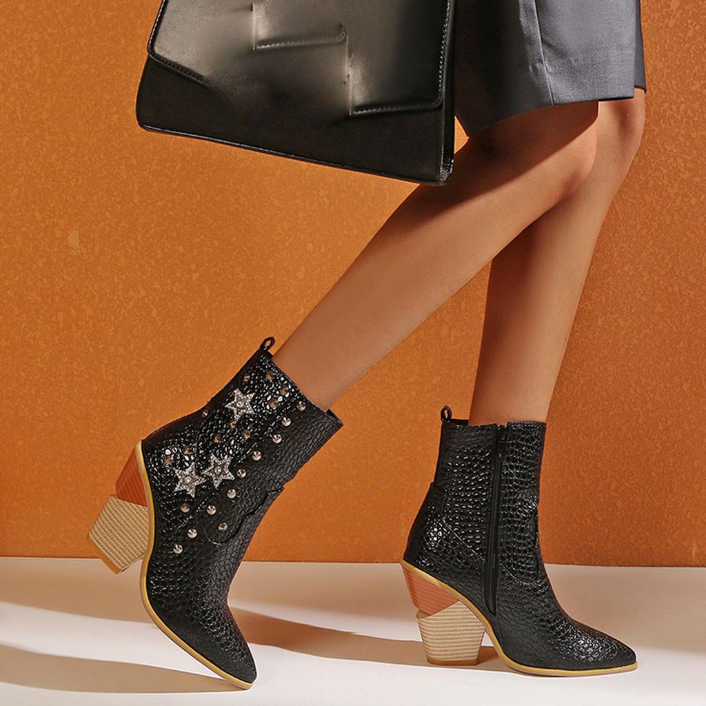 Женские модные ботинки больших размеров с шипами, ботильоны на очень высоком каблуке со змеиным острым носком