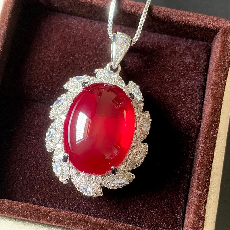 Jewelry Copper Bottom Gold-Plated Corundum Ice Seed Fluorescent Temperament Chalcedony Set 15 * 20