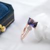 Элегантные кольца с квадратным фиолетовым цирконом и цветком для женщин, роскошные ювелирные изделия в геометрическом стиле
