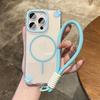 Luxury Wrist Strap Clear Color Magnetic Phone Case for iPhone 15 14 16 Plus 11 12 13 16 Pro Max Shockproof Transparent Cover