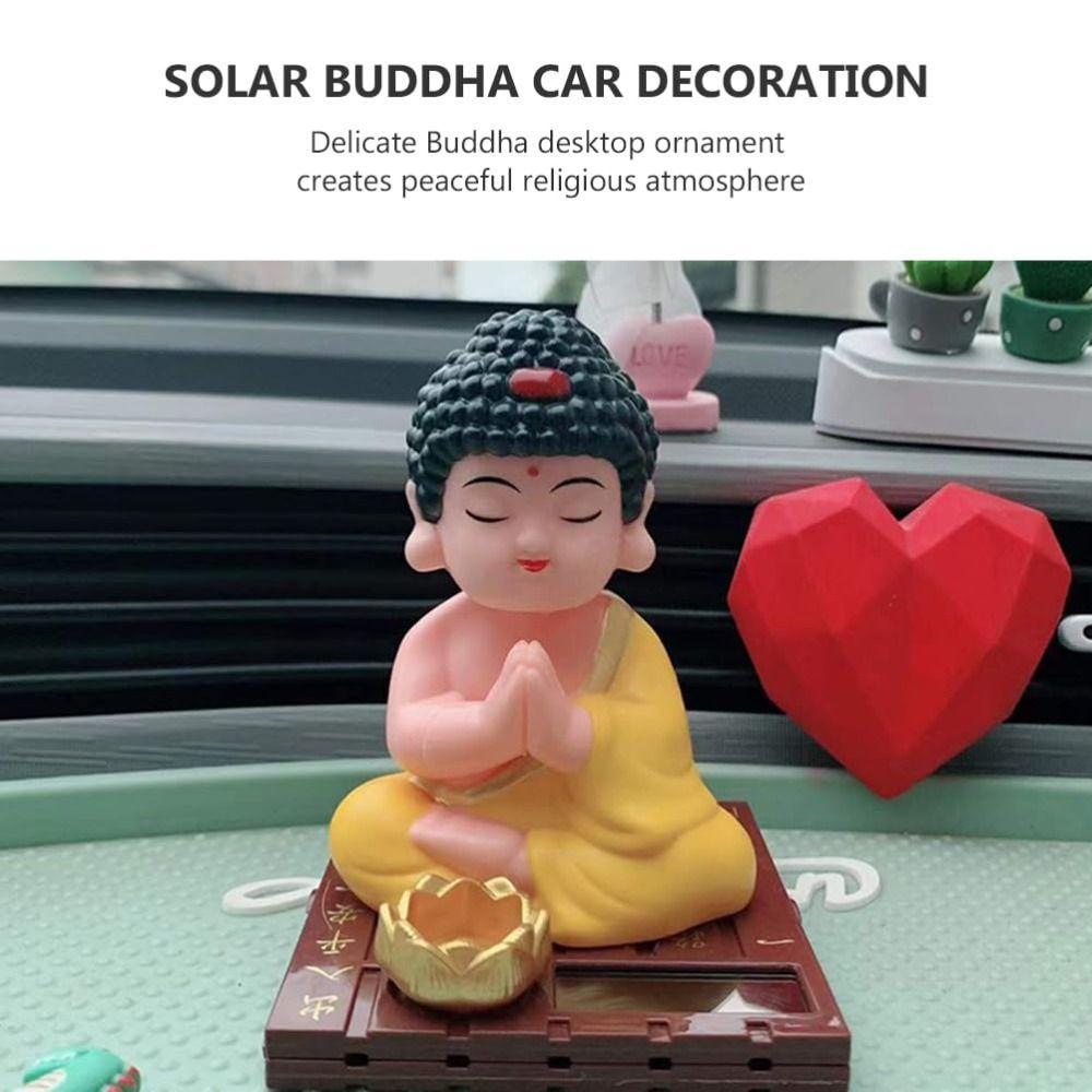 Creative Solar Nodding Buddha Decor Figure Mascot Ornaments Car Accessories Solar Dancing Luck and Fortune Decoration Dashboard