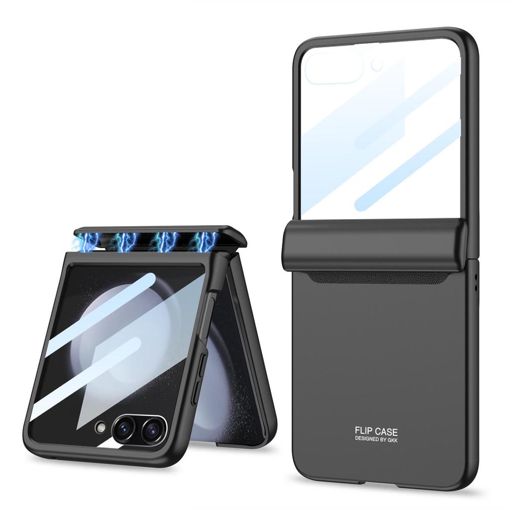 Магнитный чехол Samsung Z Flip5 с полным покрытием и большим окном - Однотонный жесткий чехол