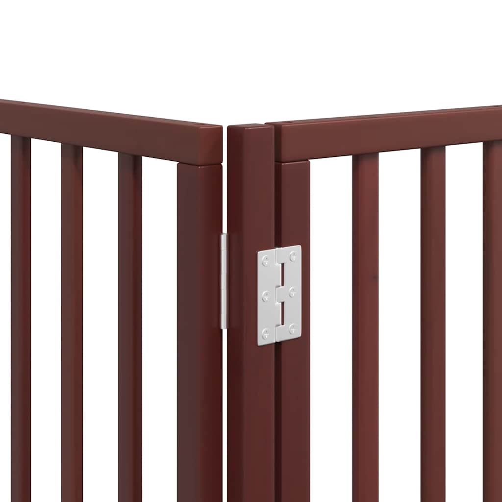 9 Panel Dog Gate with Door Foldable Brown 450 cm Poplar Wood
