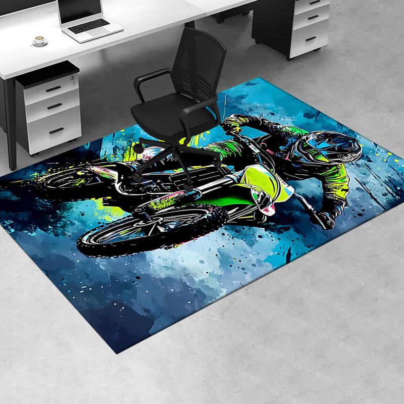 Motorcycle Theme Office Carpet Chair Mat - Large Desk Protector for Home Decor, Sofa Rug, Office Flooring, Gift Idea for Any Room0162A