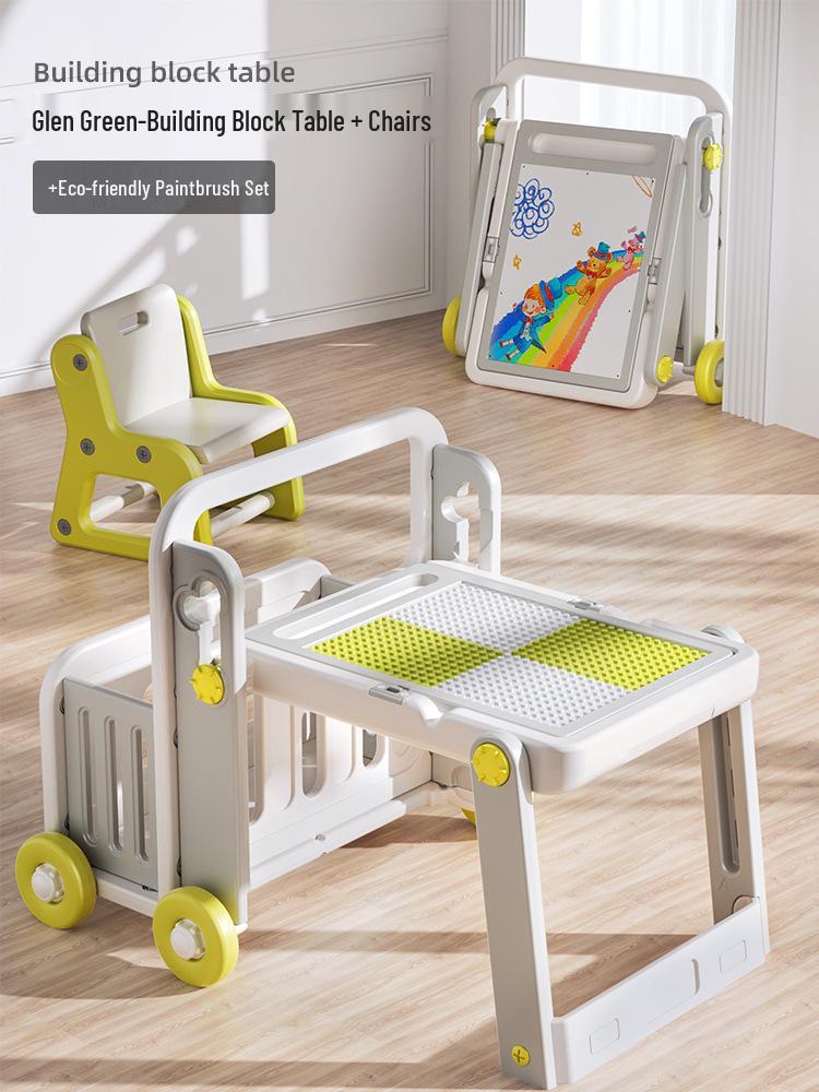 Manlong Convertible Building Block Table & Foldable Drawing Board - Educational Game Table for Boys & Girls, Ideal First Birthday Gift