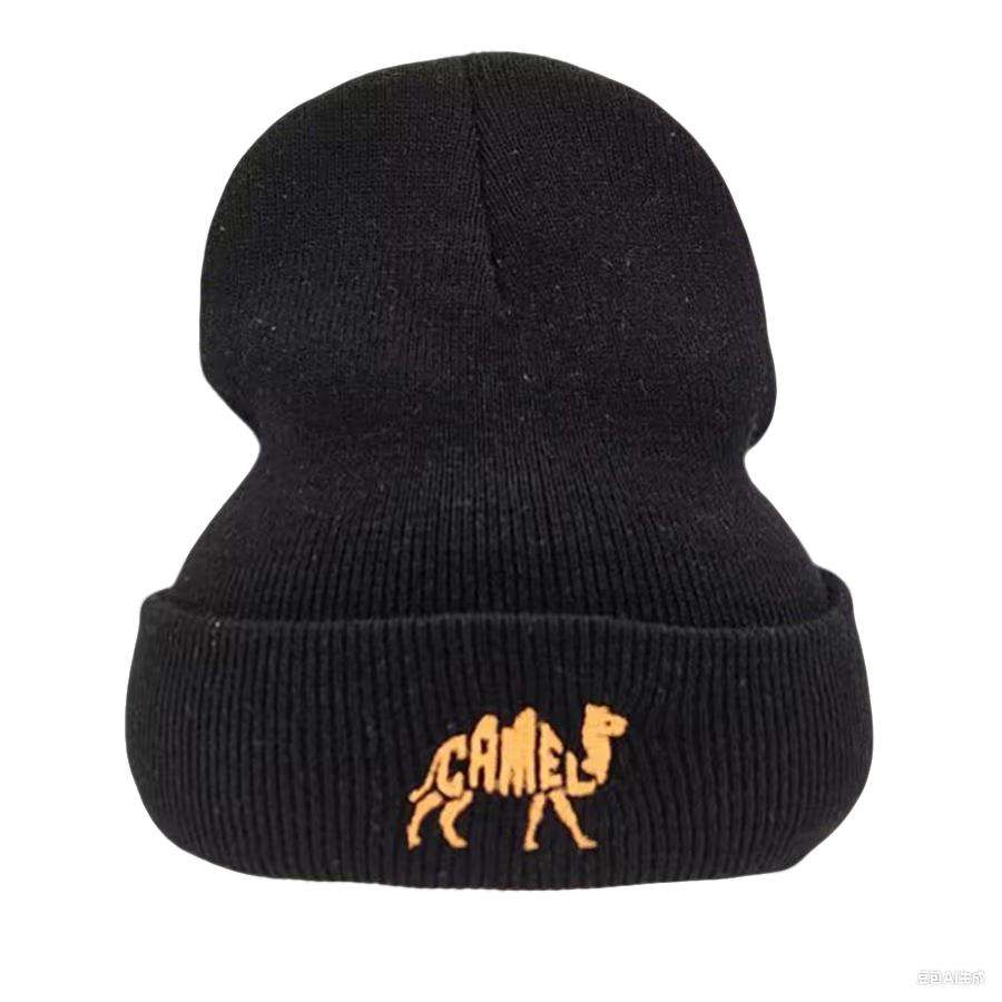 Вязаная шапка с вышивкой верблюда Зимние толстые шапки Мужские Женские Шапки Теплая шапка-колпак