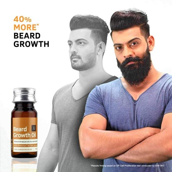 Ustraa Beard Growth Oil - 35ml - With Redensyl and 8 Natural Oils, Moisturizes & Nourishes, No Mineral Oil & Beard Wash Woody - 100 Ml