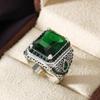 Ретро этнические мужские кольца: Инкрустация красным и зеленым цирконием, корейский стиль моды