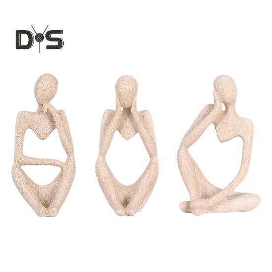 3 шт. абстрактная фигурка мыслителя, мини-статуэтка сидящего мыслителя из смолы, скульптура для гостиной, домашнего офиса, книжной полки, украшения для рабочего стола