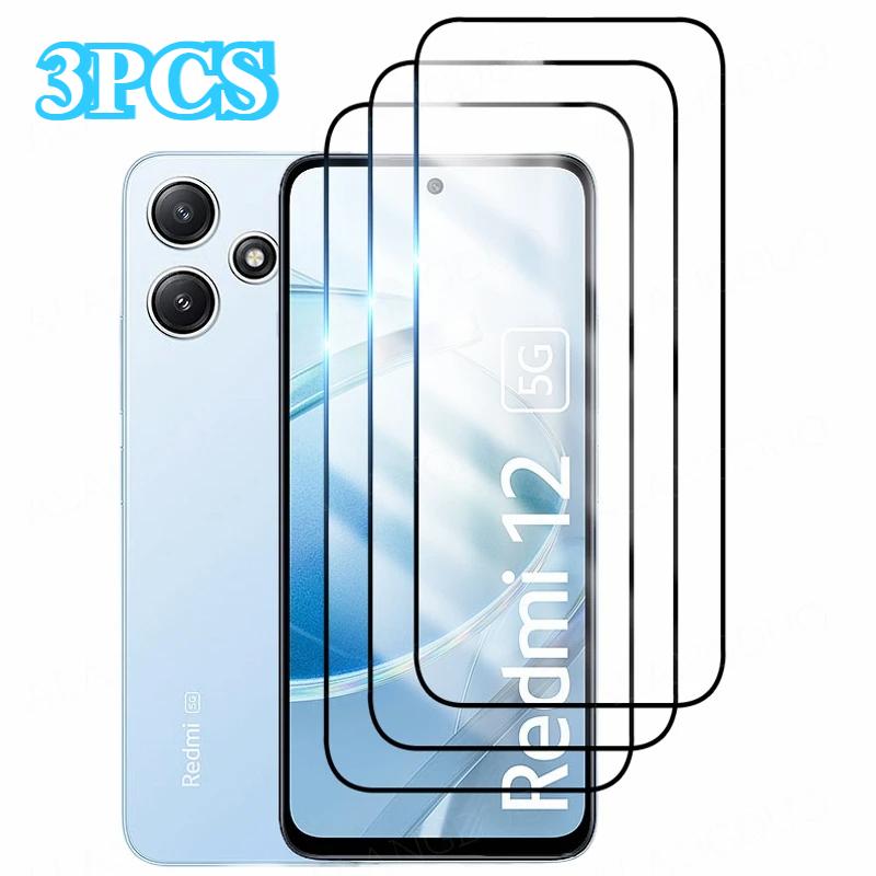 3PCS Tempered Glass For Redmi 12 5G 12C Screen Protector For Redmi Note 12R Pro Redmi Note 13 Pro 5G Protective Glass
