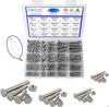 Rshuhx 320pcs M3 M4 M5 M6 Hex Socket Head Cap Screws Bolts and Nuts 304 Stainless Steel