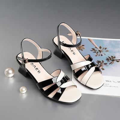 Модные сандалии женские 2025 новые на толстом каблуке летние женские туфли верхняя одежда с открытым носком хит цвета на среднем каблуке женская модная обувь юбка