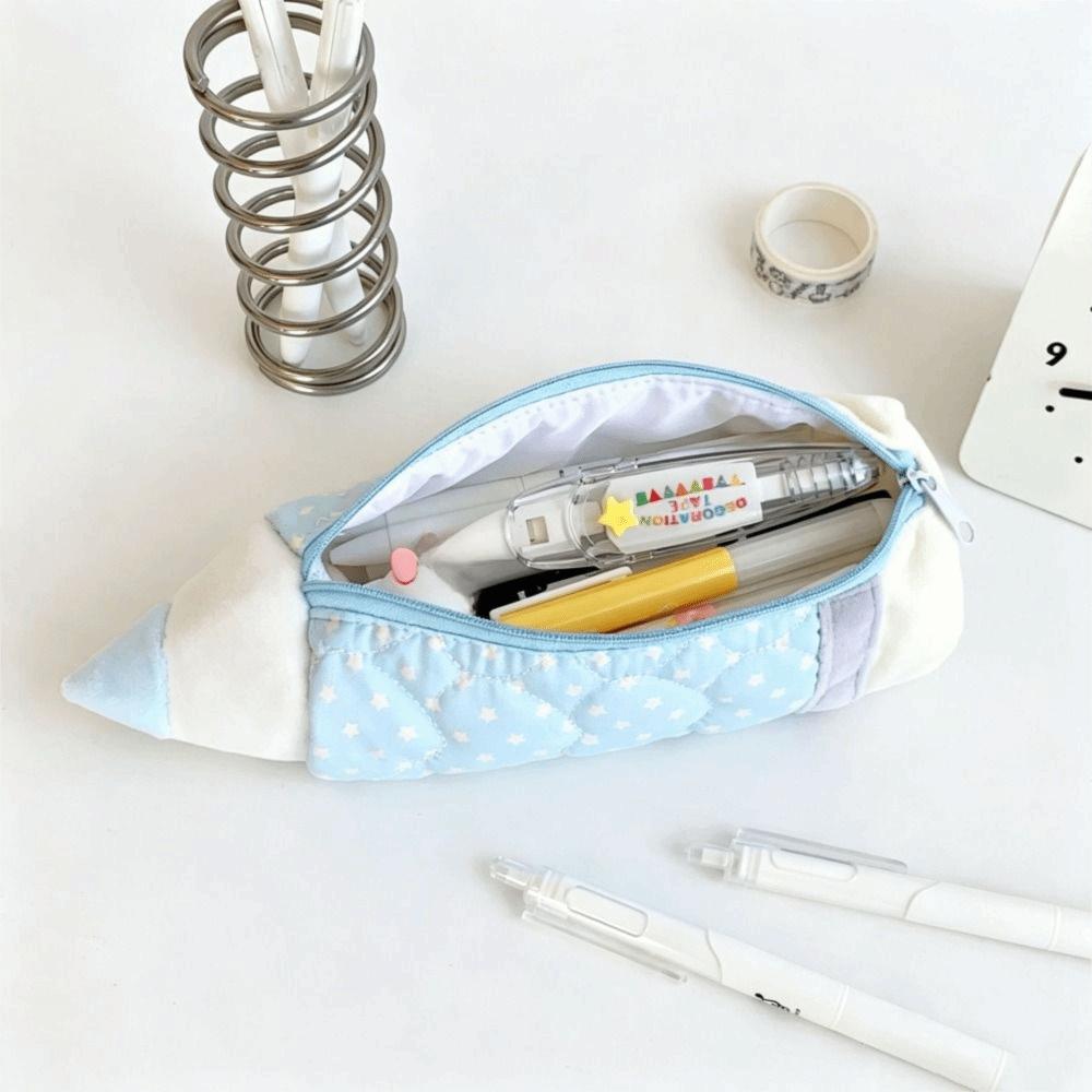 Korean Style Pencil Shape Pencil Case Printed Polka Dot Pencil Pouch  Stationery Supplies