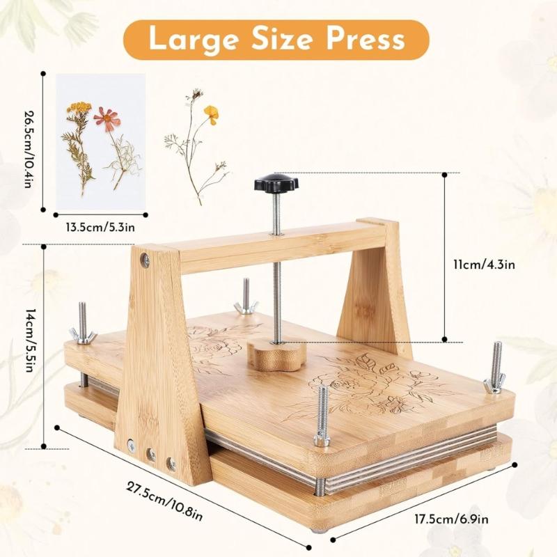 Sustainable Wooden Detachable Flower Press Set Efficients Plant Drying Board for Home Craft and School Activity