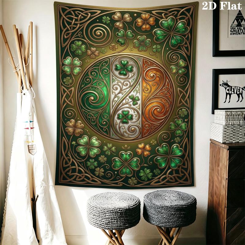 St.Patrick's Day Wall Tapestry Aesthetic Wall Hanging Printed Fabric Blanket Decorative Tapestries for Bedroom Living Room Home Decor