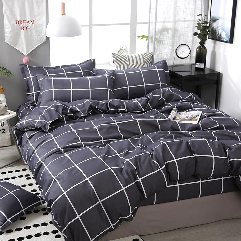 Комплект из четырех предметов постельного белья из стираного хлопка, пододеяльник, простыня, пододеяльник, простой комплект в скандинавском стиле