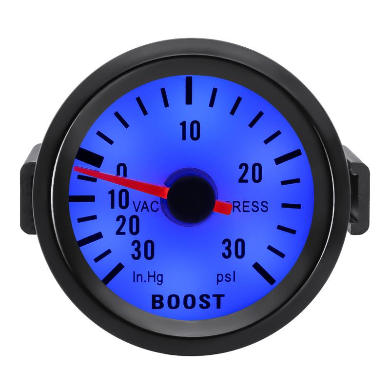 HD Round 52mm Blue Backlight Car Turbo Boost Gauge Turbin -30~30 PSI -1~2 Bar Pointer Clock Vacuums Instrument Meter DIGIT GAUG