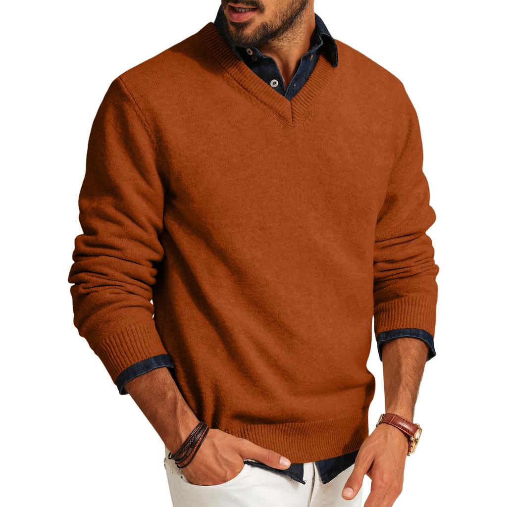 Mens V Neck Sweaters Casual Knit Lightweight Dress Sweater Long Sleeve Slim Fit Fall Winter Pullover