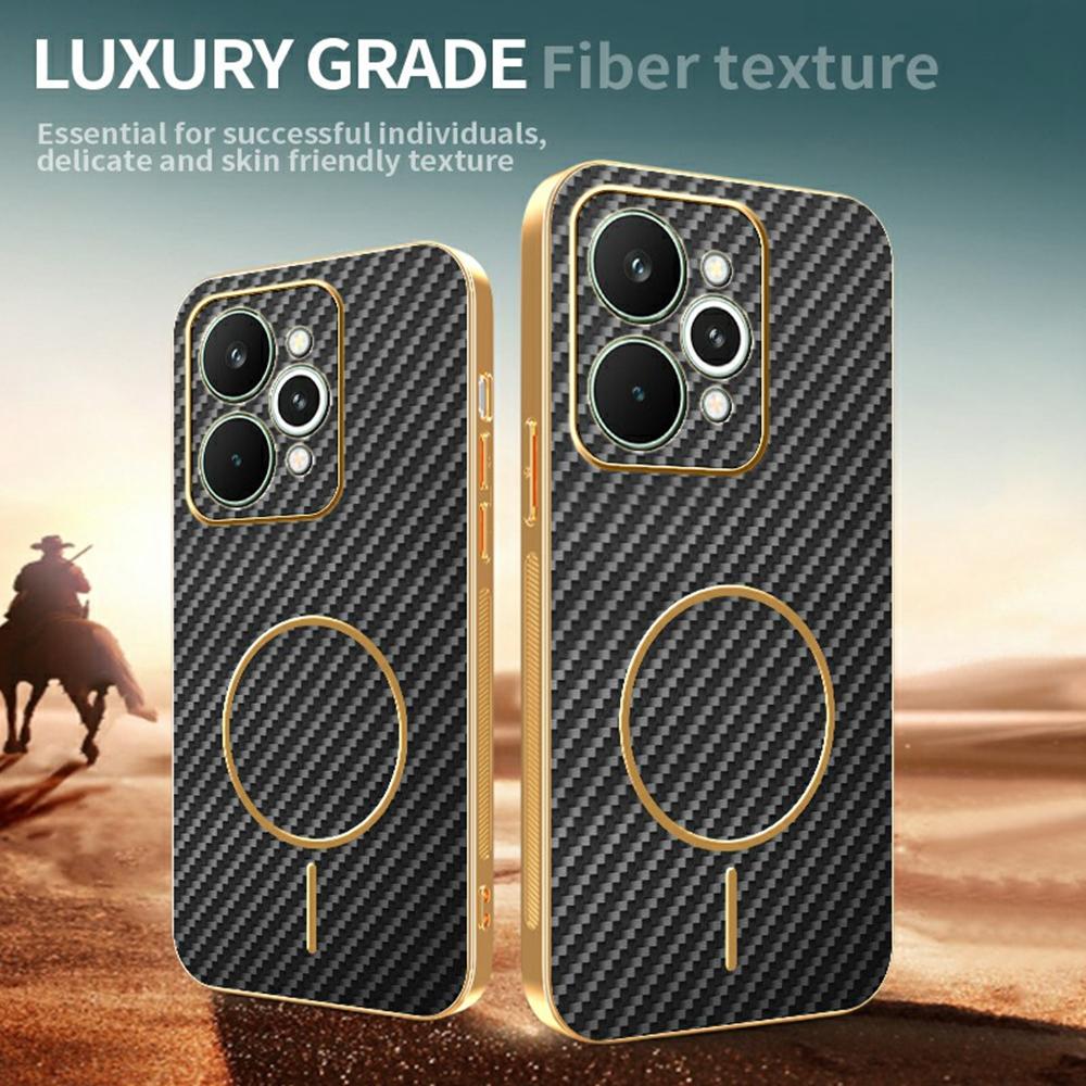 For Realme 15 5G Phone Case Carbon Fiber Textured Electroplated TPU Back Cover