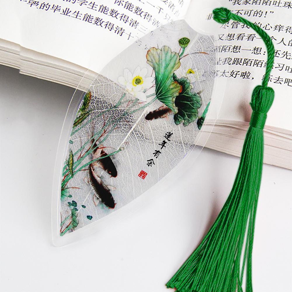1 шт., милые классические креативные закладки, китайский ветер, натуральные коллекционные предметы, закладки с листьями и жилами, креативные канцелярские принадлежности