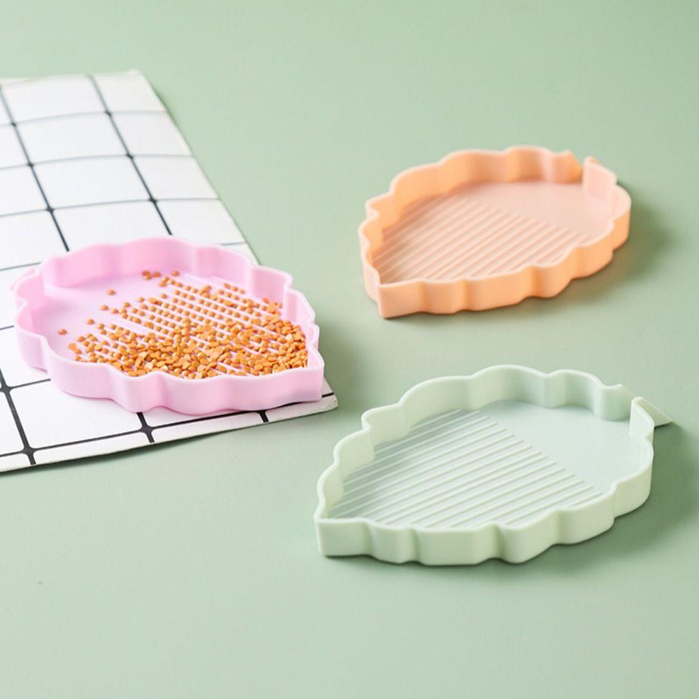 3Pcs Leaves-Shaped Diamond Painting Drill Tray Cross Stitch Tools Beading Plates Nail Art