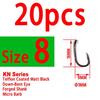 Bimoo 20pcs Teflon Coated Strong Carp Fishing Hooks High Carbon Steel Matte Black Micro Barb Size 2 4 6 8 10 Withy Pool Rig Hook