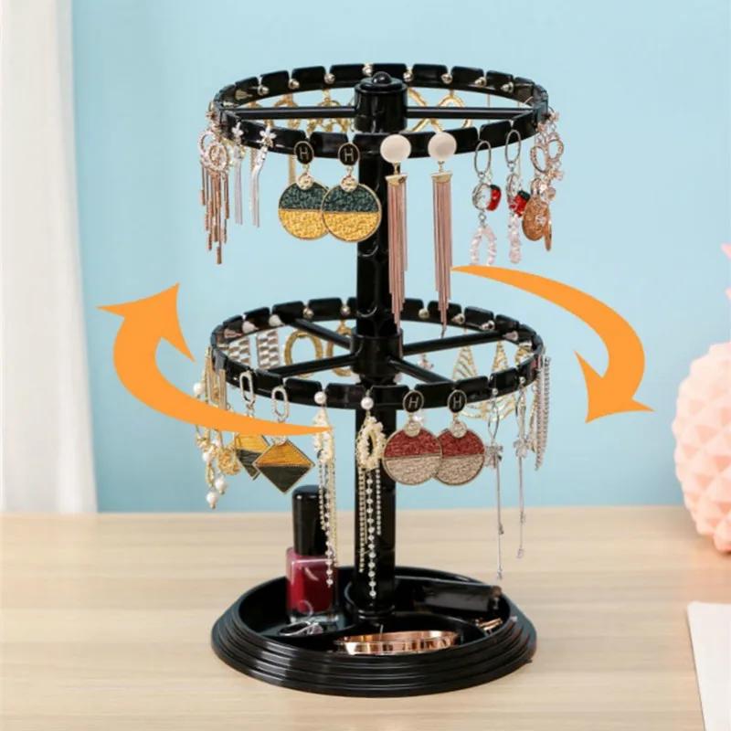 Rotating Earring Storage Rack Female Earring Pendant Jewelry Rack Finishing Bracelet Storage Box Earring Display Rack