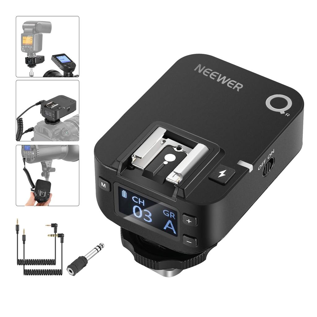 NEEWER QR Wireless Flash Receiver for NEEWER Trigger Single Contact Sync Port Hot Shoe Thread Compatible with Godox Yongnuo NEEWER Vision4 ML300W S101