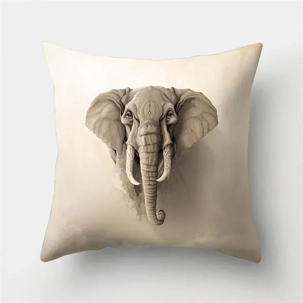 1 Pcs Cartoon Elephants Print Throw Pillow Cover Cushion Case Home Decoration