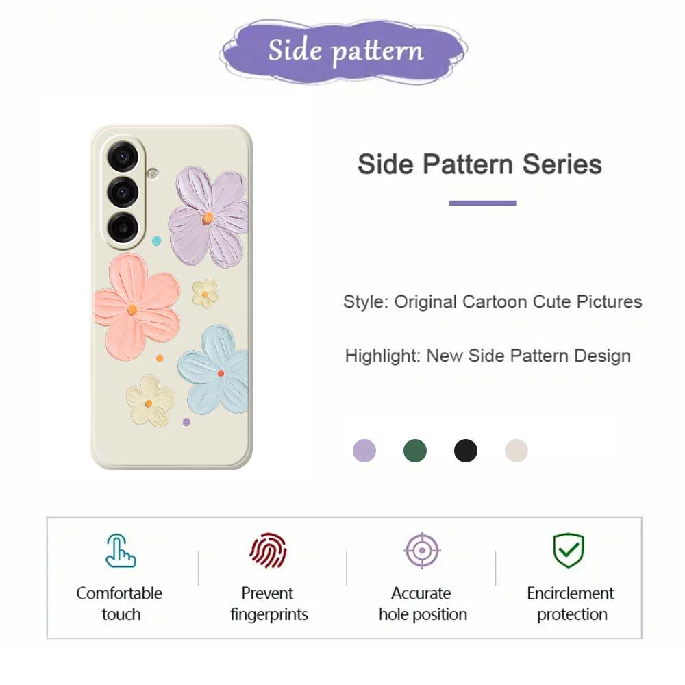 For Samsung Galaxy A17 5G Case Four Color Flowers Pattern Printing Straight Edge TPU Phone Back Cover