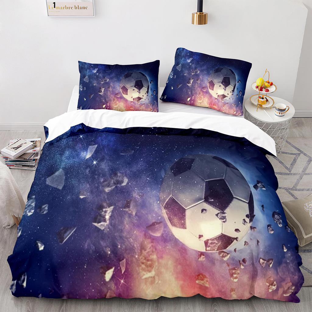 Football King Queen Duvet Cover 3D Soccer Bedding Set For Kids Teens Adult Ball Game Quilt Cover Sport Fans Soft Comforter Cover
