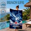 Custom Name Beach Towel Crystal Palace Crest Art Microfiber Beach Towel, Lightweight for Summer Travel, Swimming Pool Fan Birthday Gift