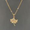 Gold Maple Leaf Necklace with Zircon, Fashion Minimalist Choker Jewelry