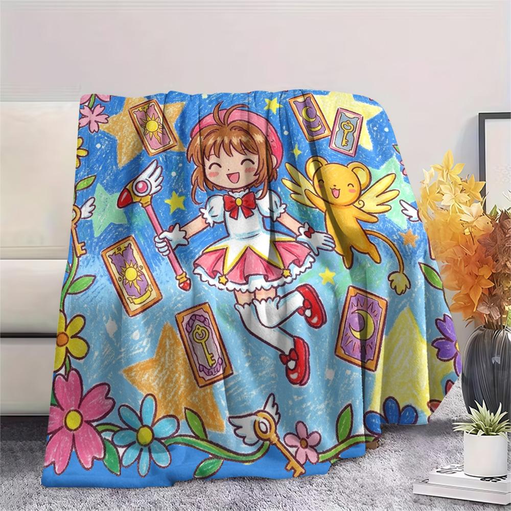 Cardcaptor Sakura Print Flannel Blanket, Ultra Soft High Quality All Seasons Warm Throw, Home Decor Cozy Blanket, Perfect Christmas Gift
