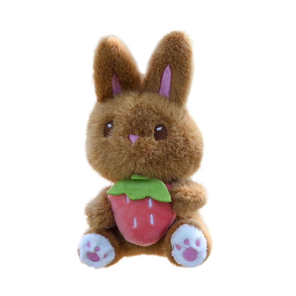 Plush Bunny Toy Keychain With Strawberry Design For Kids Gift And Bag Accessory