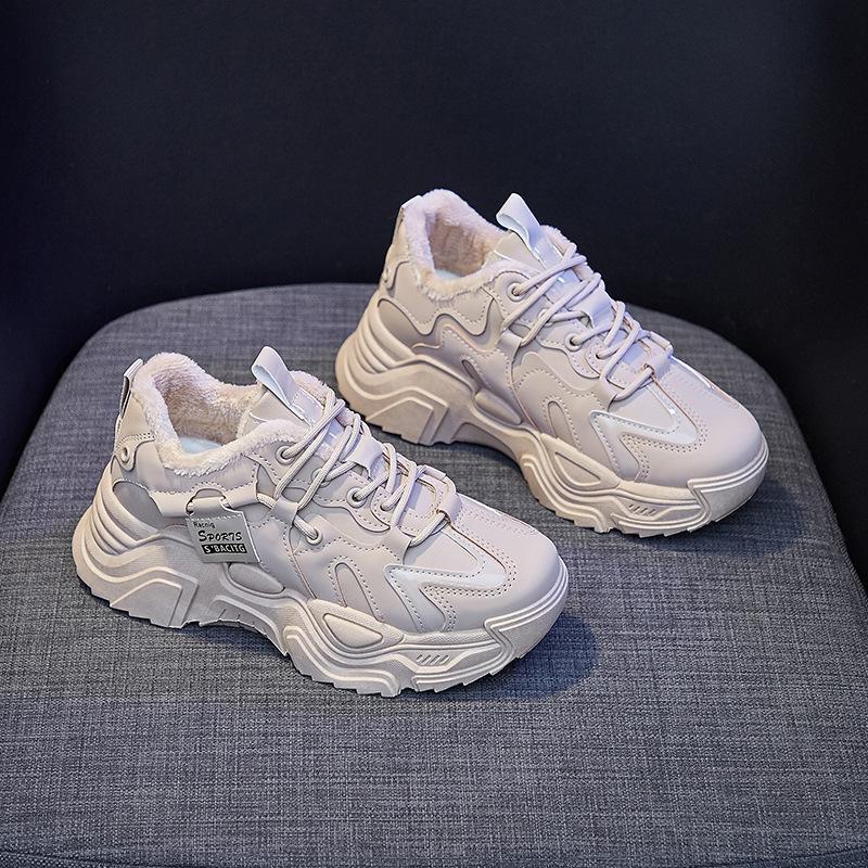 Ins Plus Velvet Dad женские зимние 2024 универсальные корейские студенческие теплые спортивные хлопковые туфли K-9-1