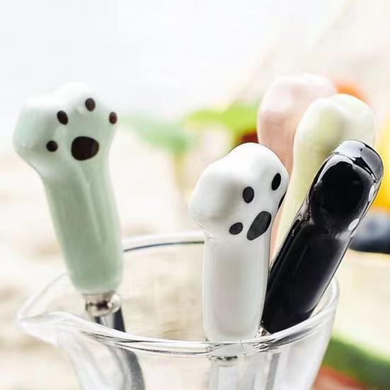 Вилка для торта, вилка в виде мультяшного кота, новинка, гладкие края, керамическая ручка, вилка для фруктов, десертов, лапши