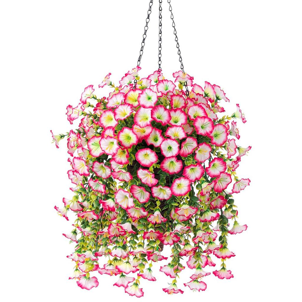 2pcs Artificial Morning Glory and Eucalyptus Hanging Decoration UV Resistant Perfectly for Home Garden Weddings