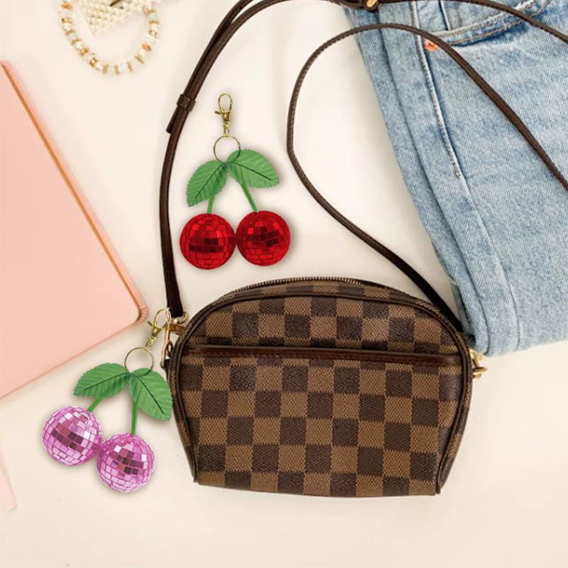 WTEMPO Свадебный Розовый Красный Вишня Диско-шары Брелоки Сделай сам Сумки Рюкзаки Подвески Подвески Ключ от двери Ключ от машины Брелоки Украшения