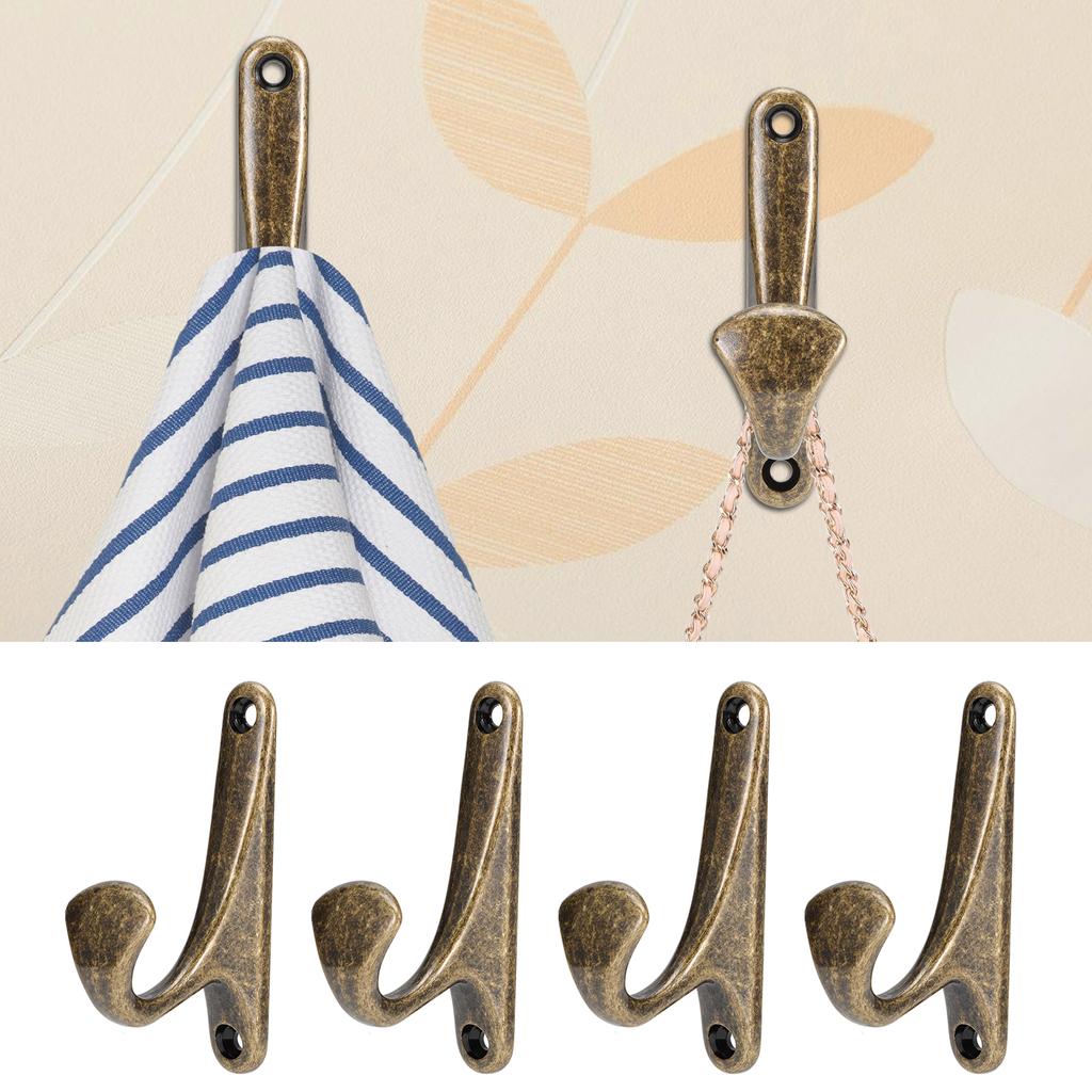 4 Sets Clothes Hook Zinc Alloy WallMounted Towel Hat Coat Hanger Home Organizer(SPN0001 Black Brown Bronze )