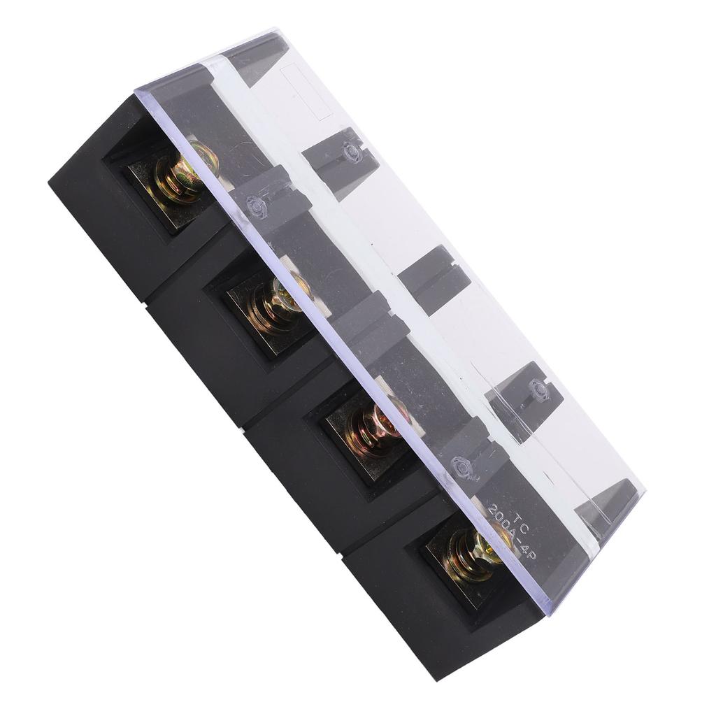 Cable Terminal Strip Dual Rows Fixed High Current Screw Mount Wire Barrier Block with Cover 200A