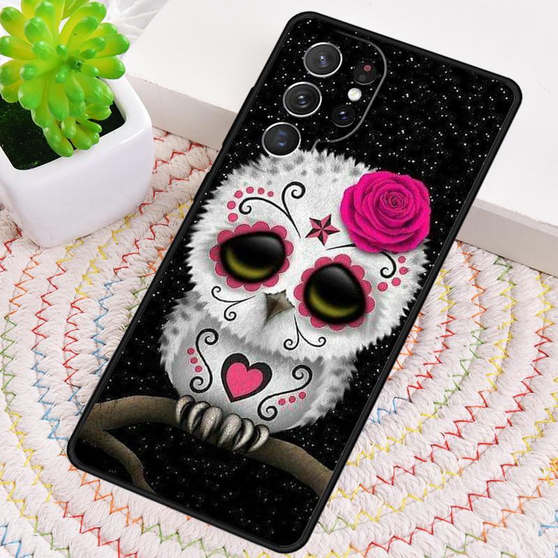 Cute Day Of The Dead Skull Owl Phone Case for Samsung Galaxy note 10 pro S26 Ultra S23 S24 FE S25 S21 S22 PLUS shockproof Cove