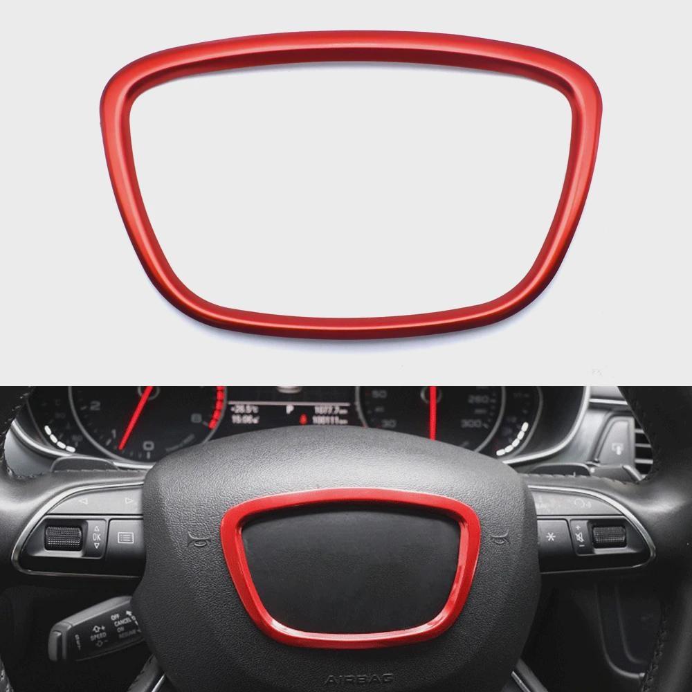 For Au-di A4 B6 B7 B8 A6 C6 A5 Q7 Q5 A3 A4L A8L A6L Car Steering Wheel Cover Center Logo Frame Stickers Interior Car Accessories