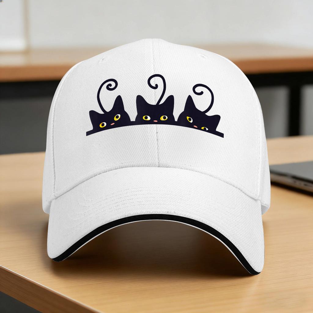 Black Cats Funny Cute Sun Baseball Cap Summer Stylish Hip Hop Hats For UnisexTeens Kpop Rock Baseball Caps