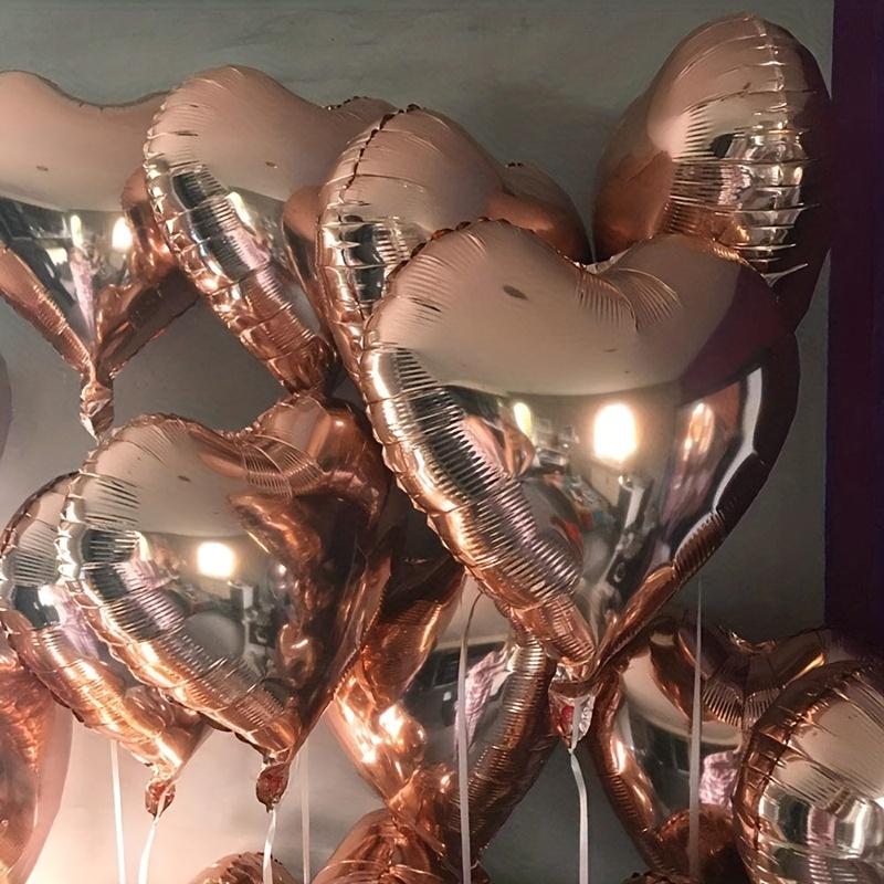 10, 18-дюймовые воздушные шары из алюминиевой фольги в форме сердца цвета розового золота, подходят для дней рождения, Дня святого Валентина, свадеб и помолвок